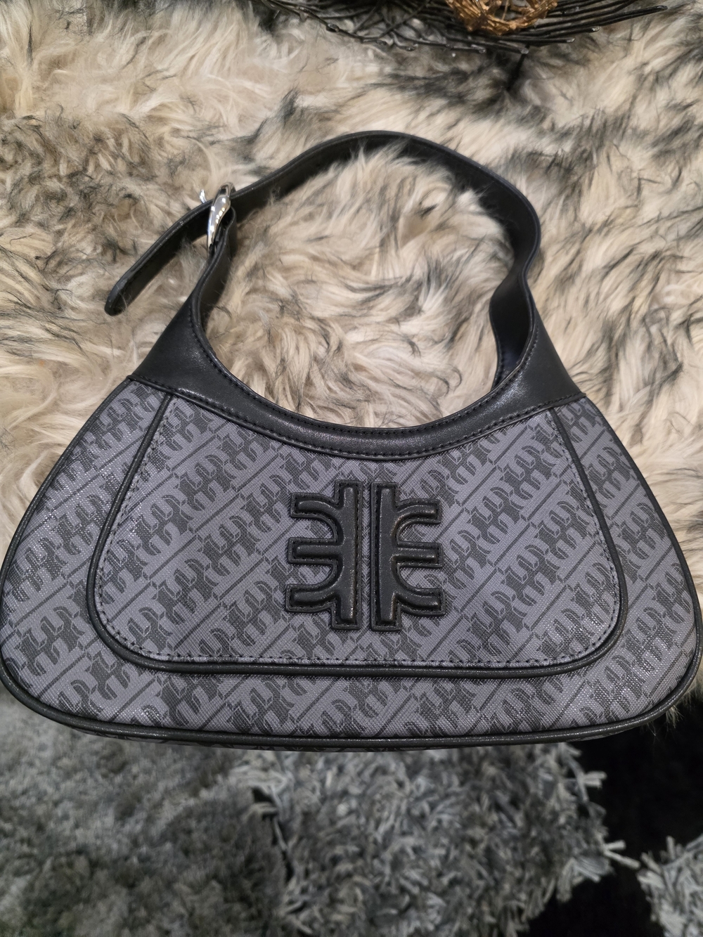 JW PEI Charcoal Gray Monogram Hobo/ Shoulder Bag